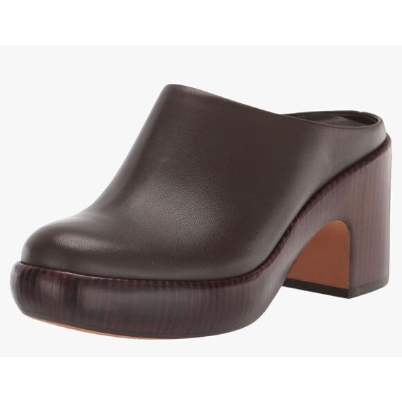 Vince Women's Black Navina Leather Platform Clog Mules Shoes - Picture 1 of 10